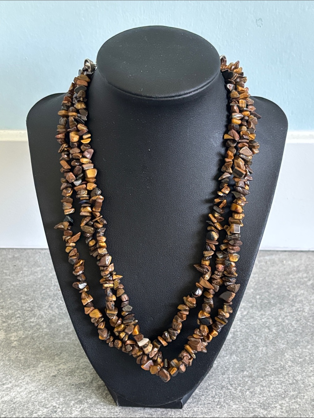 Multi-Strand Tiger Eye Chip Necklace - Brown
